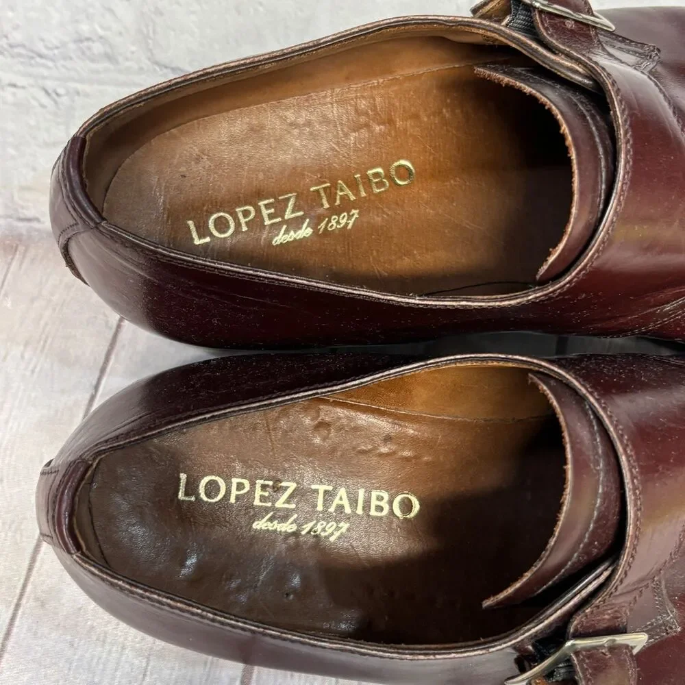 Lopez Taibo Men Size 8 Monk Strap Shoes Leather Dress Buckle Loafers D120 -4